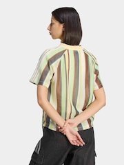 adidas originals Green adidas Originals Stripe Crochet Knit Football Inspired T-Shirt - Image 2 of 5