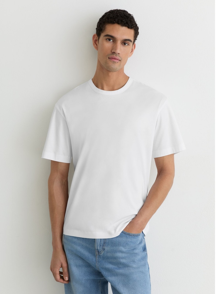 Reiss White Blaikie Airwater-Cotton Relaxed-Fit T-Shirt - Image 1 of 7