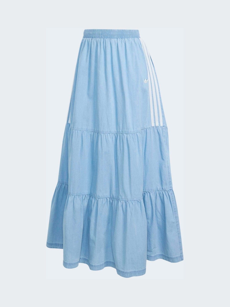 adidas Originals Light Blue Denim adidas Originals Light Weight Denim Maxi Skirt - Image 7 of 7