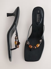 Black Forever Comfort® Beaded Toe Post Heeled Sandals - Image 1 of 8