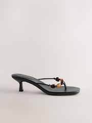 Black Forever Comfort® Beaded Toe Post Heeled Sandals - Image 5 of 8