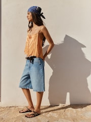 BHOEM Orange EMBROIDERED SATIN STRAPS TOP WITH SCALLOP DETAIL - Image 2 of 5