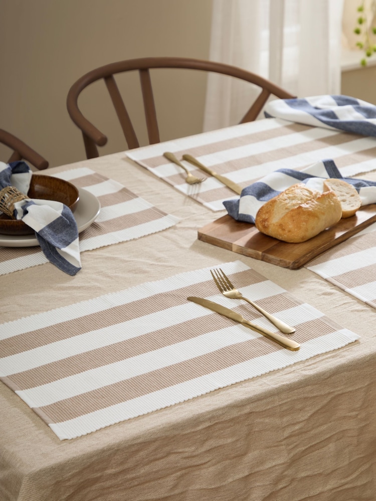 Yard Set of 4 Natural Hayle Stripe Table Placemats - Image 2 of 5 Yard Set of 4 Natural Hayle Stripe Table Placemats - Image 2 of 5
