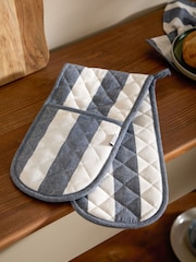Yard French Blue Hayle Stripe Double Oven Gloves - Image 1 of 4