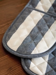 Yard French Blue Hayle Stripe Double Oven Gloves - Image 2 of 4