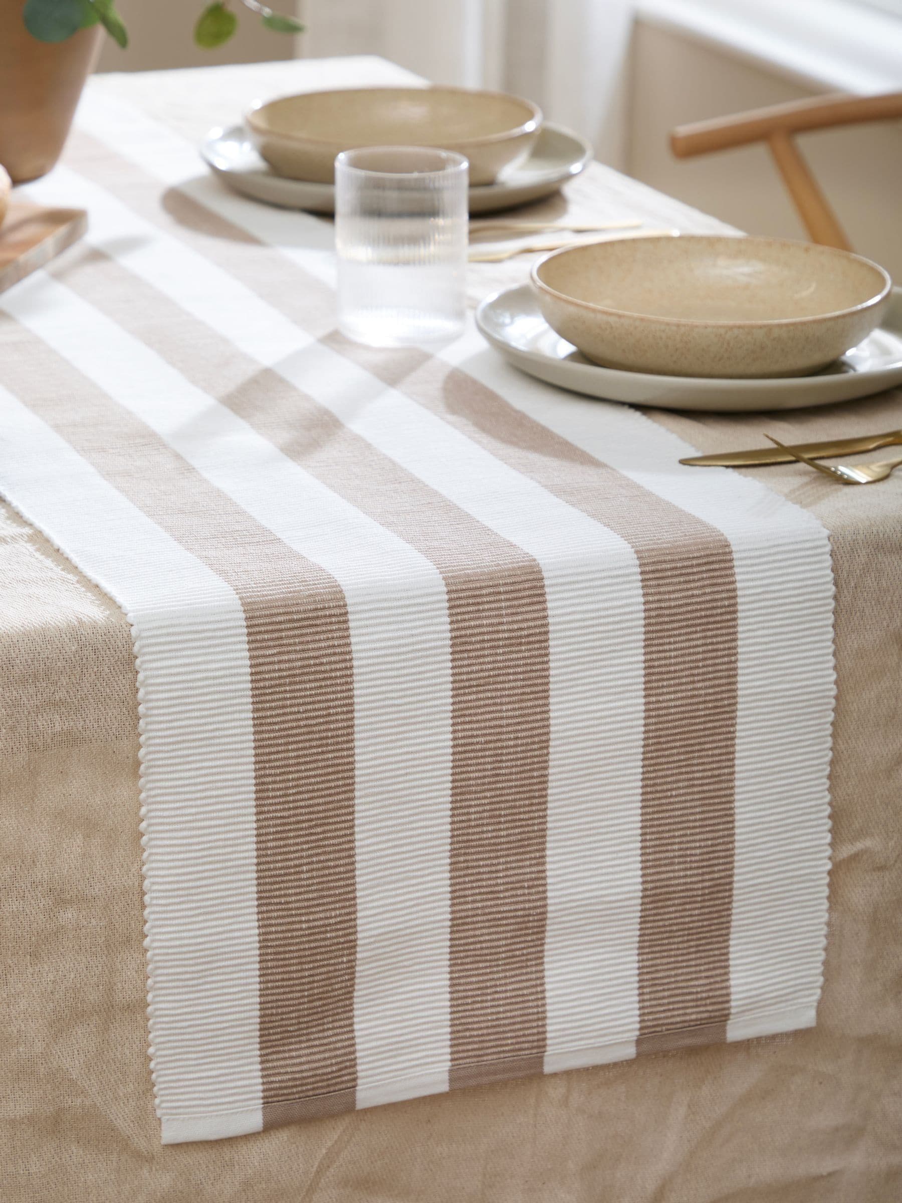 Buy Yard Natural Hayle Stripe Table Runner from the Next UK online
