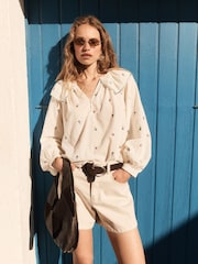 BHOEM Ecru Flower Embroidered Cotton Blouse - Image 1 of 3