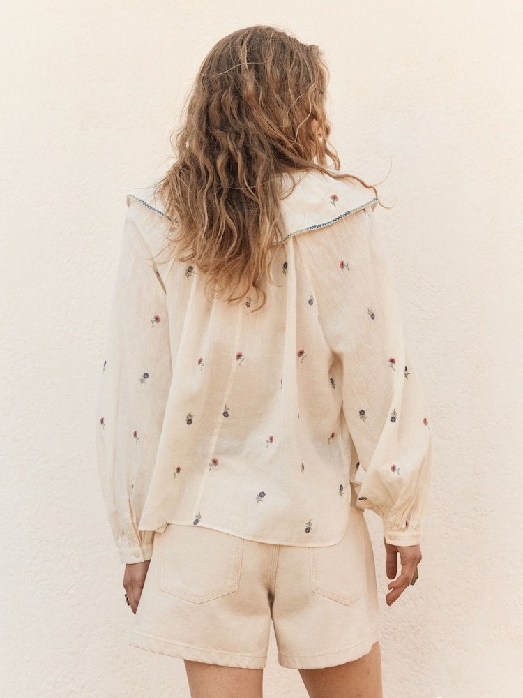 BHOEM Ecru Flower Embroidered Cotton Blouse - Image 3 of 3