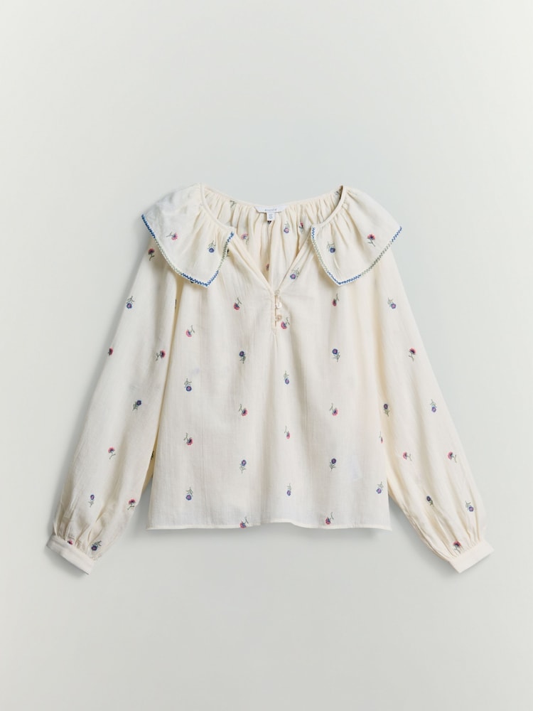 BHOEM Ecru Flower Embroidered Cotton Blouse - Image 6 of 6