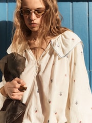 BHOEM Ecru Flower Embroidered Cotton Blouse - 圖片 7/8