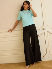 Love & Roses Mint Green Embelished Neck Knitted Top - Image 3 of 4