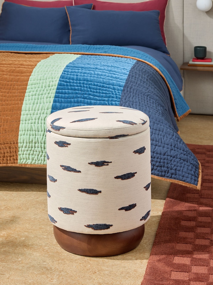 MADE.COM Mikumo Blue Inara Storage Stool - Image 1 of 6 MADE.COM Mikumo Blue Inara Storage Stool - Image 1 of 6