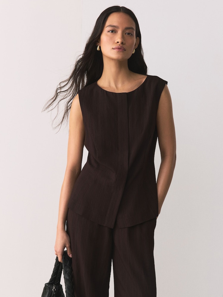 Шоколад күрөң - Textured Stripe Waistcoat - 11ичинен 1 сүрөт