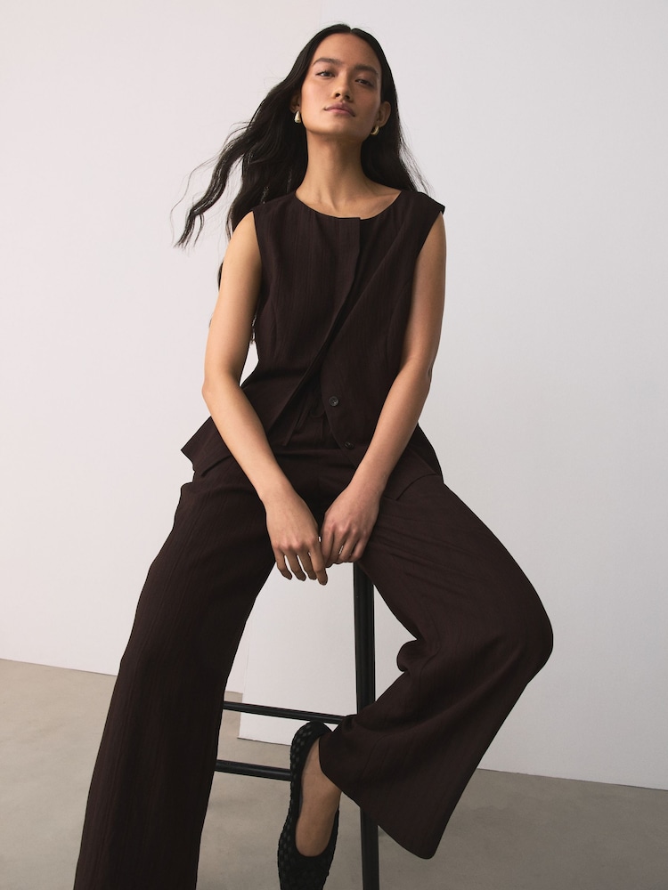 Шоколад күрөң - Textured Stripe Waistcoat - 11ичинен 2 сүрөт