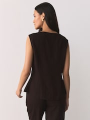 Шоколад күрөң - Textured Stripe Waistcoat - 11ичинен 5 сүрөт