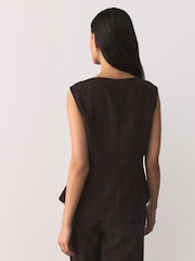 Шоколад күрөң - Textured Stripe Waistcoat - 11ичинен 6 сүрөт