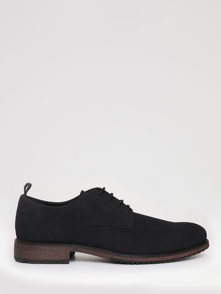 Threadbare Black Faux Suede Derby Shoes - Image 1 of 4 Threadbare Black Faux Suede Derby Shoes - Image 1 of 4