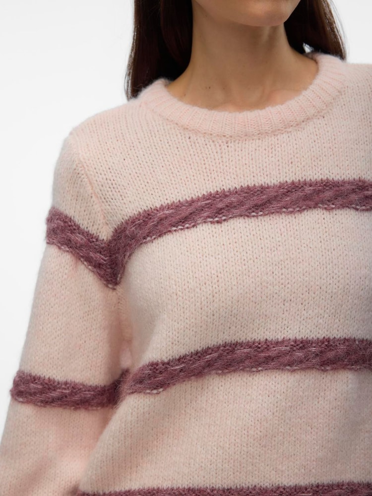 VERO MODA Pink Stripe Knitted Jumper - Image 4 of 4 VERO MODA Pink Stripe Knitted Jumper - Image 4 of 4
