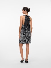 VERO MODA Grey Bow Tie Back Sequin Dress - Image 3 of 6