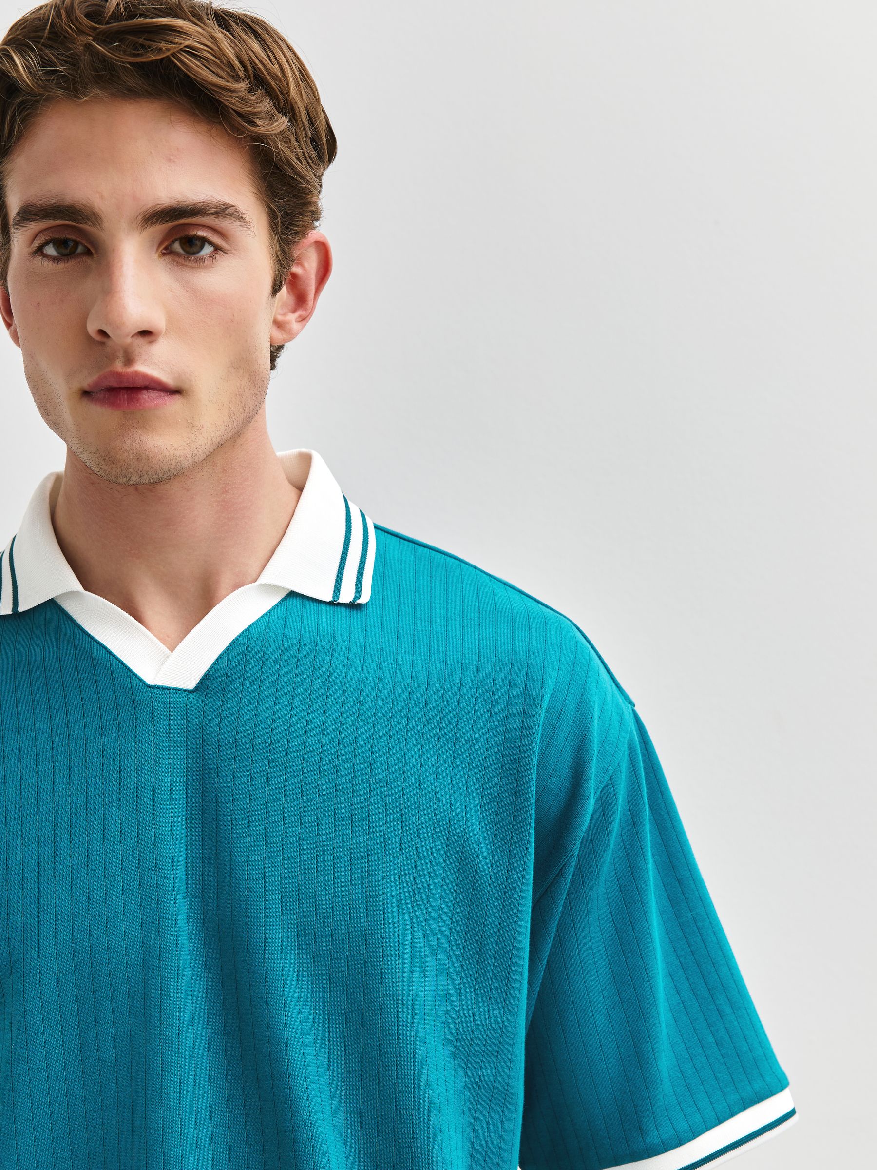 Buy Blue Tipped Boxy Fit Polo Shirt from Next USA