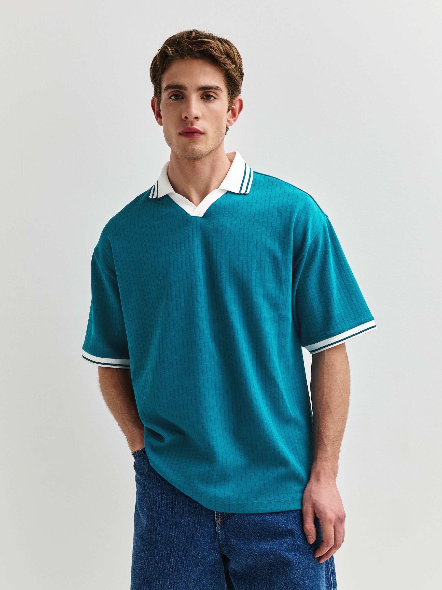 WITH YOU POLO TOPS ブルー Buy Blue Tipped Boxy Fit Polo Shirt from Next USA