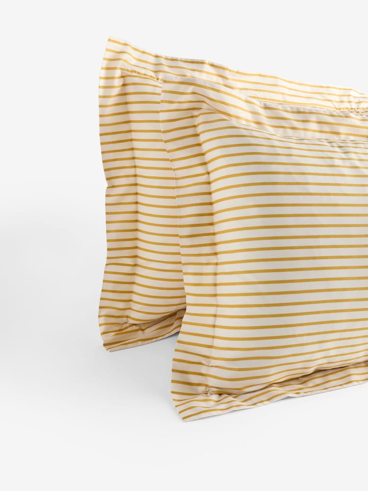FatFace Set of 2 Ochre Stripe Pillowcase - Image 2 of 3