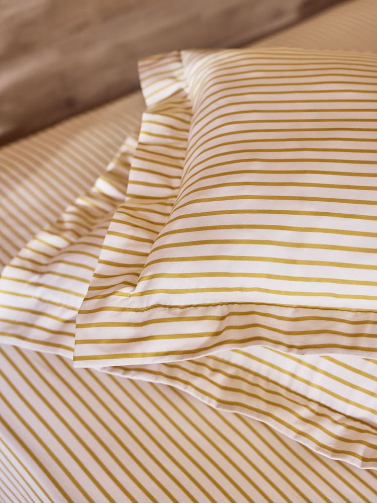 FatFace Set of 2 Ochre Stripe Pillowcase - Image 3 of 3