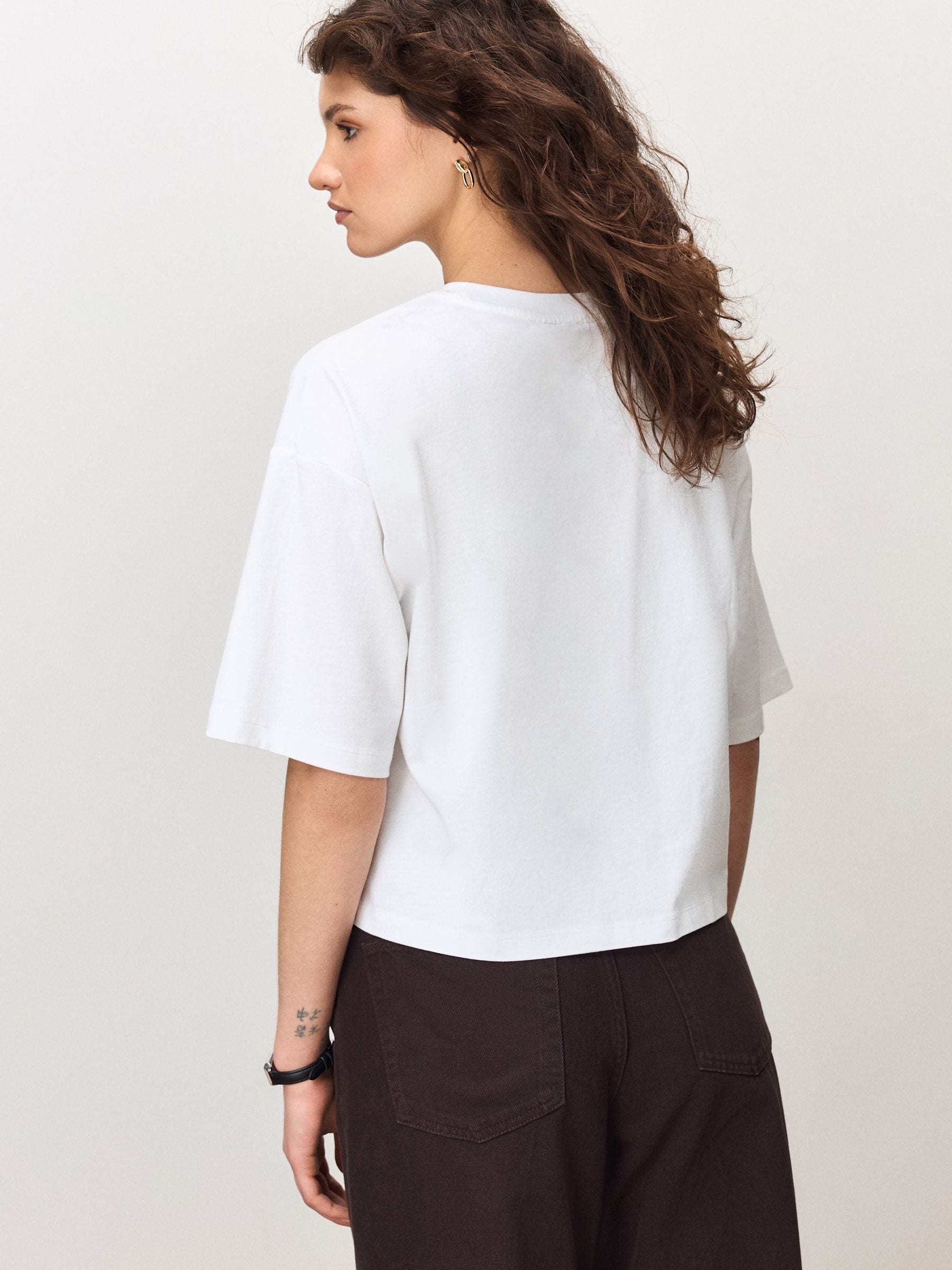 Buy White Short Sleeve Crew Neck T-Shirt with Scarf from Next USA