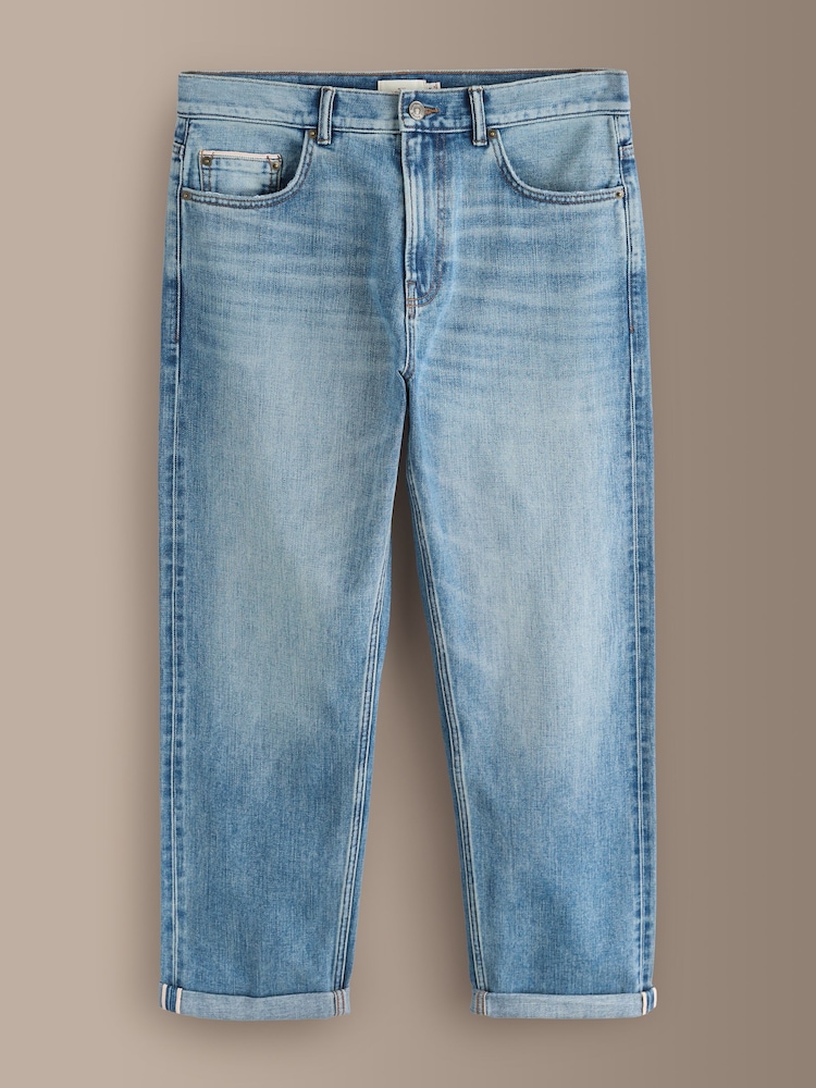 Light Blue Denim Straight Fit Signature Selvedge Denim Jeans - Image 1 of 5