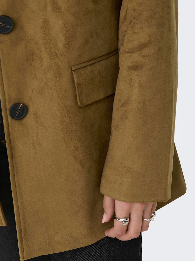 ONLY Brown Faux Suede Jacket - Image 2 of 7 ONLY Brown Faux Suede Jacket - Image 2 of 7