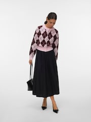 VERO MODA Pink Argyle Long Sleeve Cardigan - Image 3 of 5