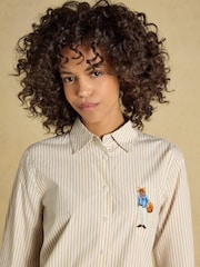 Joules Tan/White Striped Classic Poplin Shirt - Image 3 of 8