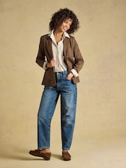 Joules Tan/White Striped Classic Poplin Shirt - Image 5 of 8