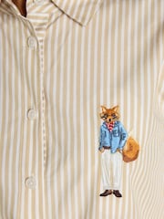 Joules Tan/White Striped Classic Poplin Shirt - Image 6 of 8