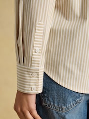 Joules Tan/White Striped Classic Poplin Shirt - Image 7 of 8