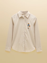 Joules Tan/White Striped Classic Poplin Shirt - Image 8 of 8