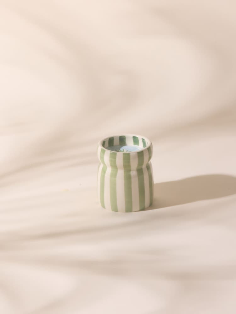 Paddywax Cabana 184g Sage Striped Ceramic Candle - Image 3 of 3 Paddywax Cabana 184g Sage Striped Ceramic Candle - Image 3 of 3