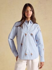 Joules Blue/White Stripe Classic Poplin Shirt - Image 1 of 9