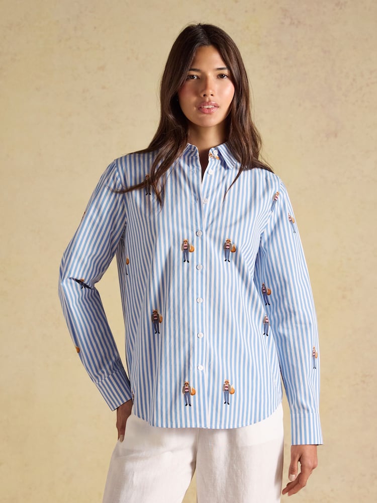 Joules Blue/White Stripe Classic Poplin Shirt - Image 1 of 9 Joules Blue/White Stripe Classic Poplin Shirt - Image 1 of 9
