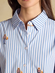 Joules Blue/White Stripe Classic Poplin Shirt - Image 7 of 9