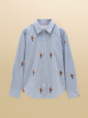 Joules Blue/White Stripe Classic Poplin Shirt - Image 9 of 9