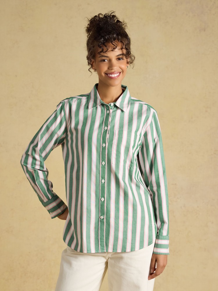 Boyfriend Oxford Green Shirt - Image 1 of 6 Boyfriend Oxford Green Shirt - Image 1 of 6