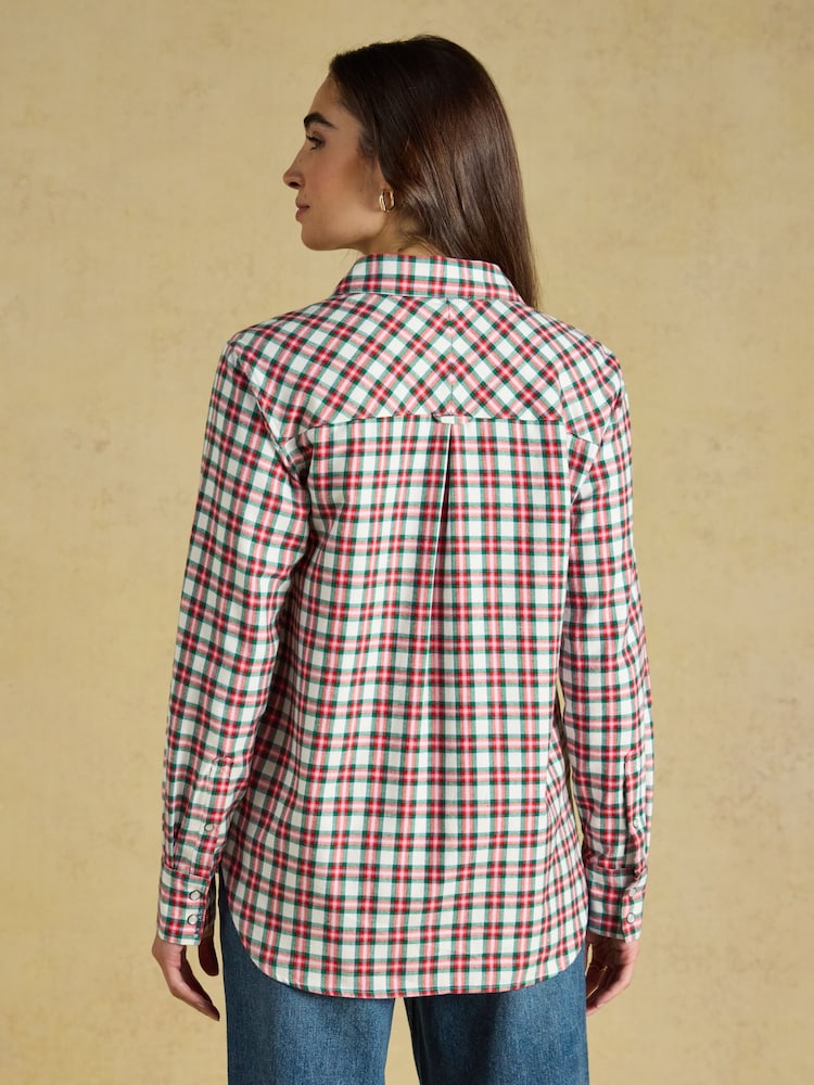 Brushed Red Boyfriend Fit Shirt - Image 2 of 8 Brushed Red Boyfriend Fit Shirt - Image 2 of 8