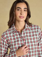 Brushed Red Boyfriend Fit Shirt - Image 5 of 8