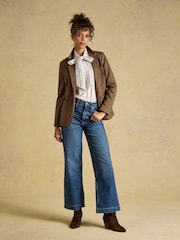 Joules Tabby Cream Tattersall Check Tie Neck Blouse - Image 7 of 9