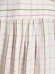 Joules Tabby Cream Tattersall Check Tie Neck Blouse - Image 8 of 9