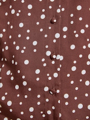 Joules Tabby Blue/Brown Spot Tie Neck Blouse - Image 9 of 10