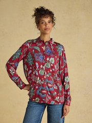 أحمر مشجر - Elvina Satin Shirt - صورة 1 من 7