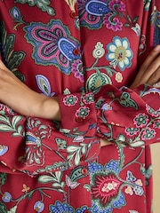 أحمر مشجر - Elvina Satin Shirt - صورة 4 من 7