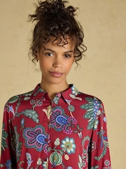 أحمر مشجر - Elvina Satin Shirt - صورة 5 من 7